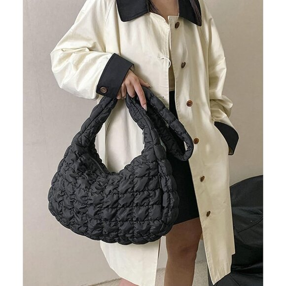 Women Quilted Tote Bag Large Capacity Crossbody Lightweight Puffer Shoulder - Picture 5 of 7